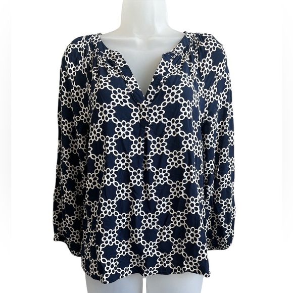 Boden Ladies Navy & White Print Lightweight Blouse Size 4 - Picture 1 of 5